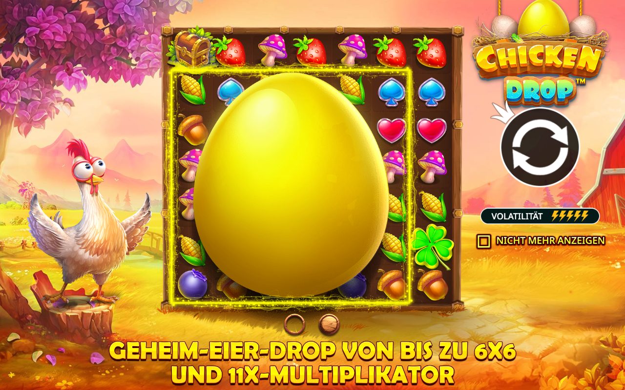 Chicken Drop Screenshot - Cluster-Slot Spielfeld von Pragmatic Play