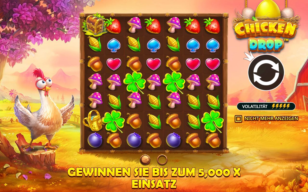 Chicken Drop Screenshot 2 - Gewinnkombination und Multiplikator