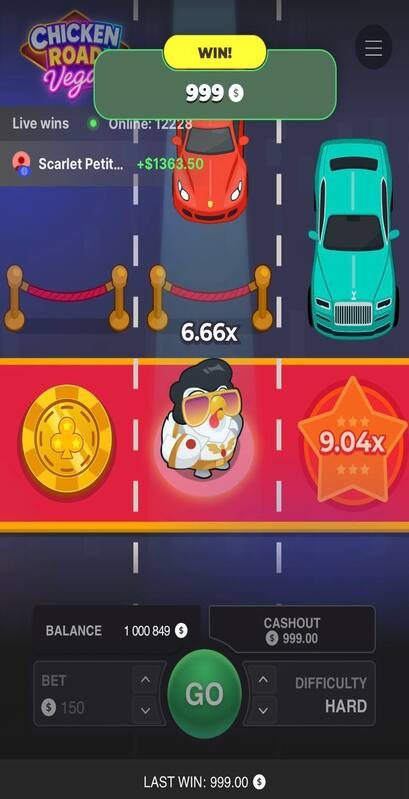 Chicken Road Vegas Screenshot 3 – Multiplikator-Anzeige im Vegas-Design