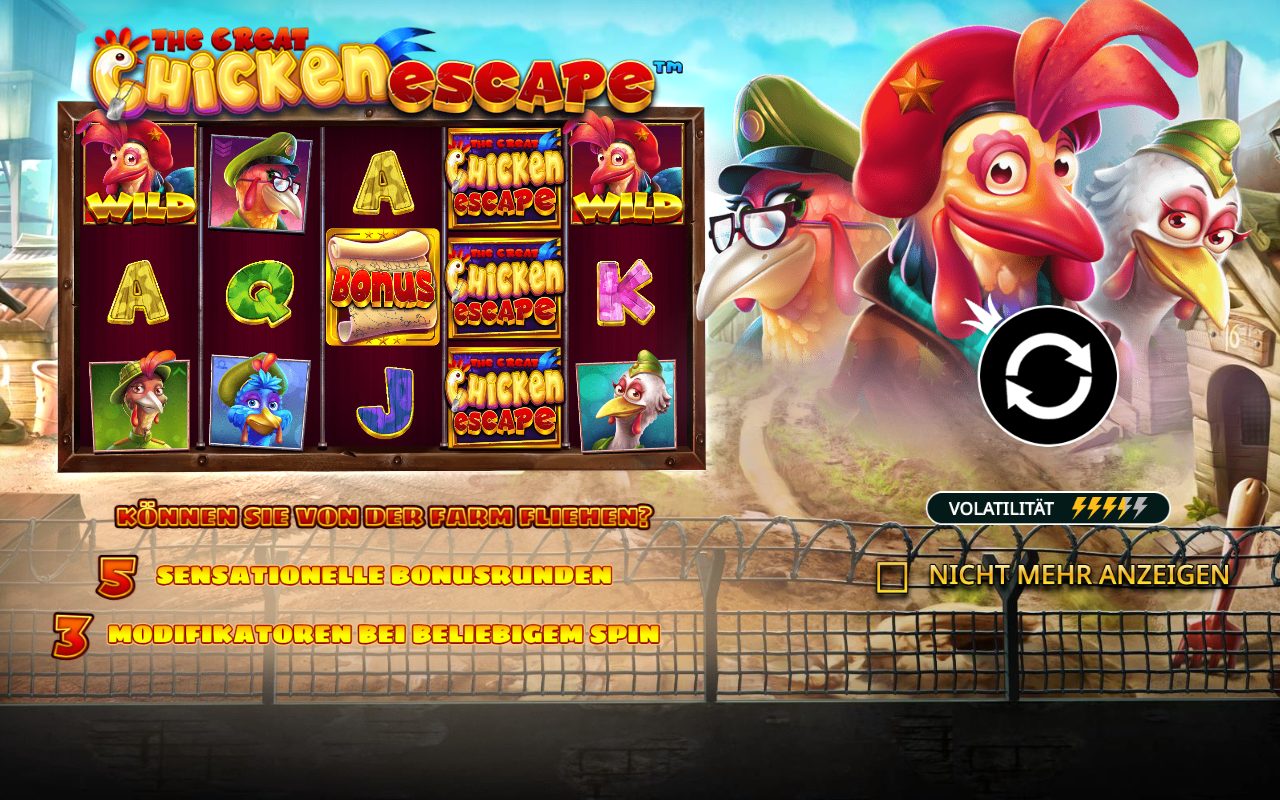 The Great Chicken Escape Gameplay – Walzen und Freispielrunde von Pragmatic Play